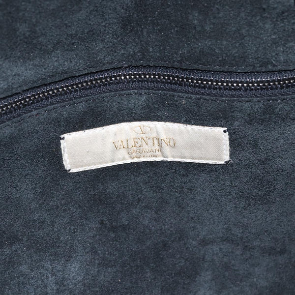 VALENTINO Tote Bag Leather 2way Black Silver Auth BA9899