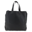 VALENTINO Tote Bag Leather 2way Black Silver Auth BA9899-13