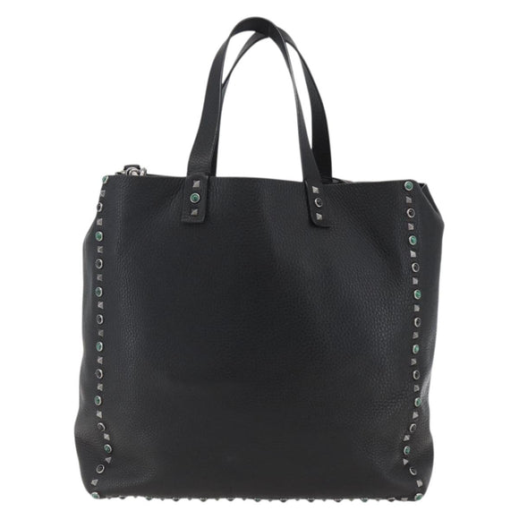 VALENTINO Tragetasche Leder 2-Wege Schwarz Silber Auth BA9899