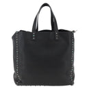 VALENTINO Tragetasche Leder 2-Wege Schwarz Silber Auth BA9899-2