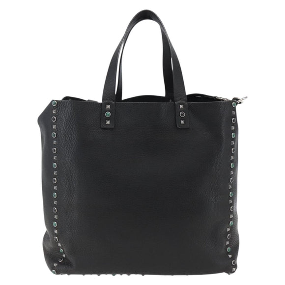 VALENTINO Tragetasche Leder 2-Wege Schwarz Silber Auth BA9899