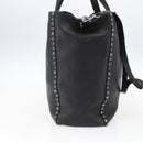 VALENTINO Tote Bag Leather 2way Black Silver Auth BA9899-3