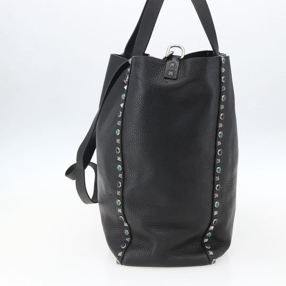VALENTINO Tragetasche Leder 2-Wege Schwarz Silber Auth BA9899