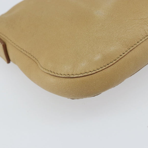 CELINE Shoulder Bag Leather Beige Auth BA9900