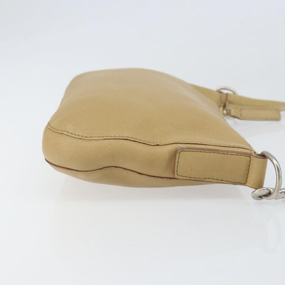 CELINE Shoulder Bag Leather Beige Auth BA9900