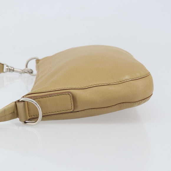 CELINE Shoulder Bag Leather Beige Auth BA9900