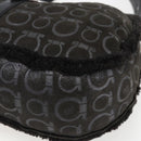 Salvatore Ferragamo Gancini Shoulder Bag cotton Black Silver Auth BA9901V-8
