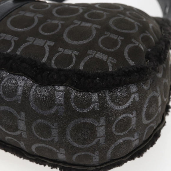 Salvatore Ferragamo Gancini Shoulder Bag cotton Black Silver Auth BA9901V