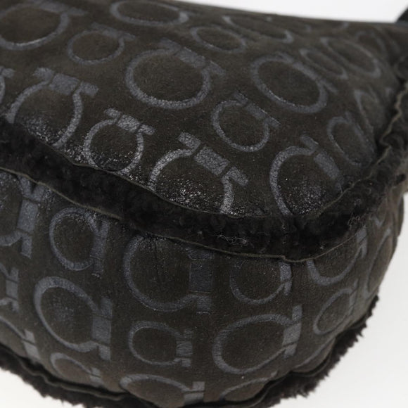 Salvatore Ferragamo Gancini Shoulder Bag cotton Black Silver Auth BA9901V