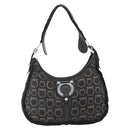 Salvatore Ferragamo Gancini Shoulder Bag cotton Black Silver Auth BA9901V-13