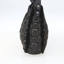 Salvatore Ferragamo Gancini Shoulder Bag cotton Black Silver Auth BA9901V-4