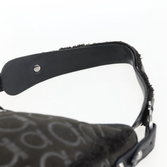 Salvatore Ferragamo Gancini Shoulder Bag cotton Black Silver Auth BA9901V