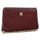 Christian Dior Trotter Canvas Chain Shoulder Bag Red Gold Auth BA9903-1