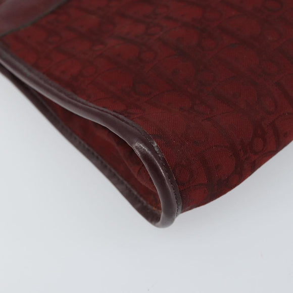 Christian Dior Trotter Canvas Chain Shoulder Bag Red Gold Auth BA9903