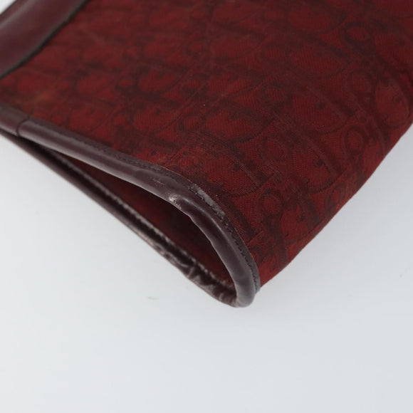 Christian Dior Trotter Canvas Chain Shoulder Bag Red Gold Auth BA9903
