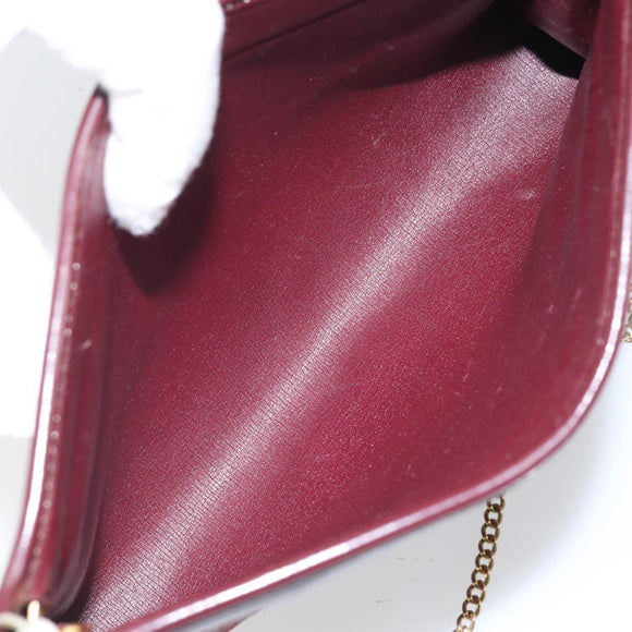 Christian Dior Trotter Canvas Chain Shoulder Bag Red Gold Auth BA9903