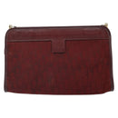 Christian Dior Trotter Canvas Chain Shoulder Bag Red Gold Auth BA9903-3