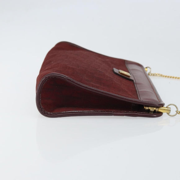 Christian Dior Trotter Canvas Chain Shoulder Bag Red Gold Auth BA9903