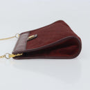 Christian Dior Trotter Canvas Chain Shoulder Bag Red Gold Auth BA9903-5