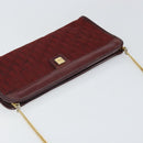 Christian Dior Trotter Canvas Chain Shoulder Bag Red Gold Auth BA9903-6