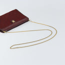 Christian Dior Trotter Canvas Chain Shoulder Bag Red Gold Auth BA9903-7