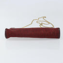 Christian Dior Trotter Canvas Chain Shoulder Bag Red Gold Auth BA9903-9