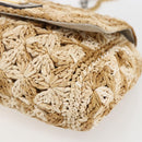 DOLCE&GABBANA Chain Shoulder Bag Raffia Beige Gold Silver Auth BA9904V-10