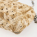 DOLCE&GABBANA Chain Shoulder Bag Raffia Beige Gold Silver Auth BA9904V-12