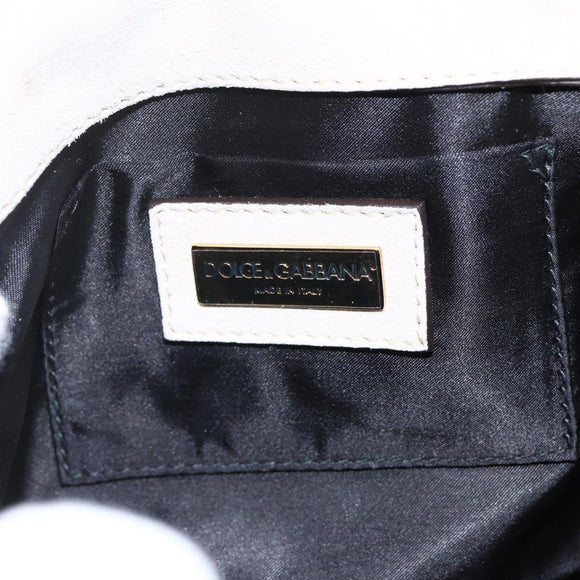 DOLCE&GABBANA Chain Shoulder Bag Raffia Beige Gold Silver Auth BA9904V