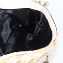 DOLCE&GABBANA Chain Shoulder Bag Raffia Beige Gold Silver Auth BA9904V-18