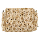DOLCE&GABBANA Chain Shoulder Bag Raffia Beige Gold Silver Auth BA9904V-3