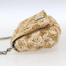DOLCE&GABBANA Chain Shoulder Bag Raffia Beige Gold Silver Auth BA9904V-4