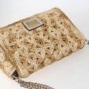 DOLCE&GABBANA Chain Shoulder Bag Raffia Beige Gold Silver Auth BA9904V-6