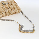 DOLCE&GABBANA Chain Shoulder Bag Raffia Beige Gold Silver Auth BA9904V-7
