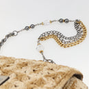 DOLCE&GABBANA Chain Shoulder Bag Raffia Beige Gold Silver Auth BA9904V-8