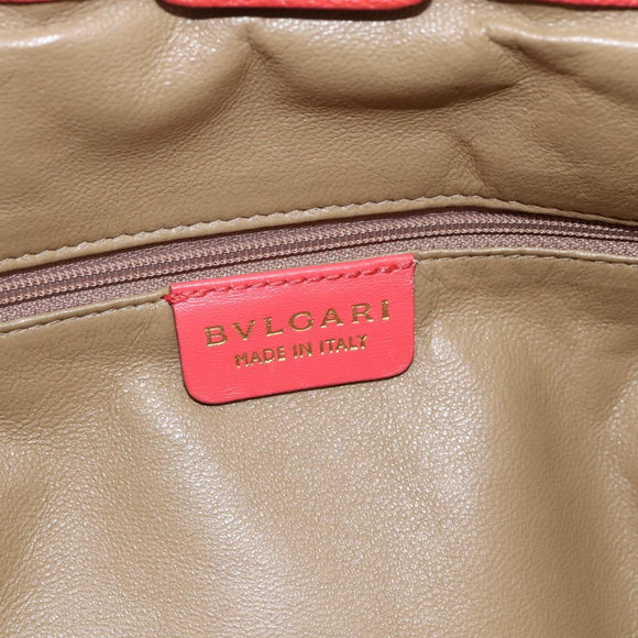 BVLGARI Hand Bag Leather Pink Gold Auth BA9905