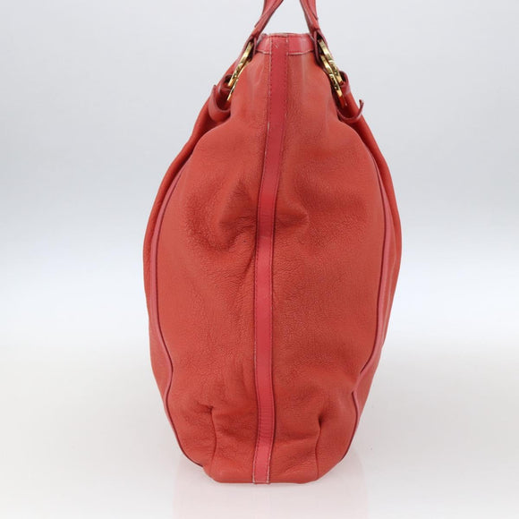 BVLGARI Hand Bag Leather Pink Gold Auth BA9905