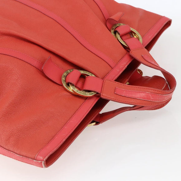 BVLGARI Hand Bag Leather Pink Gold Auth BA9905