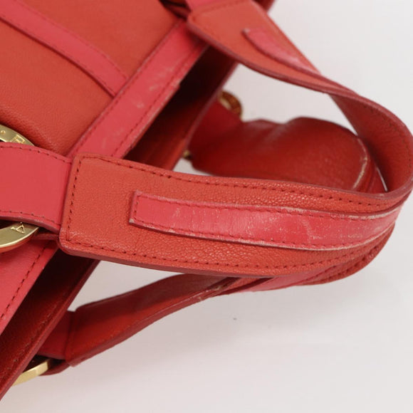 BVLGARI Hand Bag Leather Pink Gold Auth BA9905