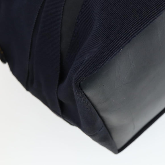 Salvatore Ferragamo Tote Bag Canvas Navy Gold Auth BA9906