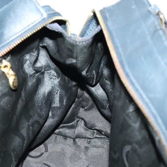 Salvatore Ferragamo Tote Bag Canvas Navy Gold Auth BA9906