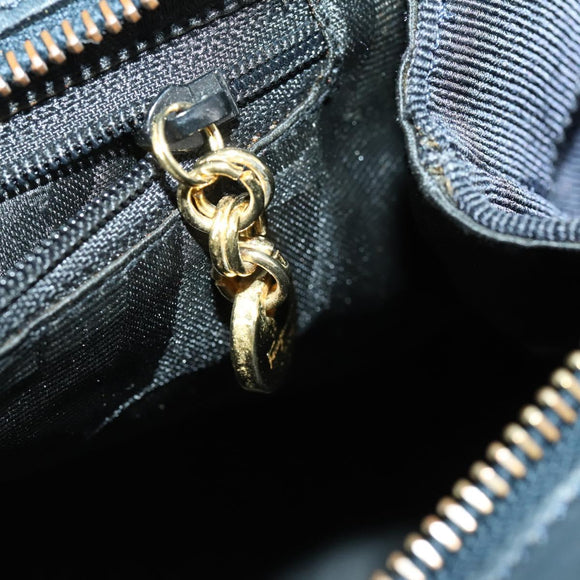 Salvatore Ferragamo Tote Bag Canvas Navy Gold Auth BA9906