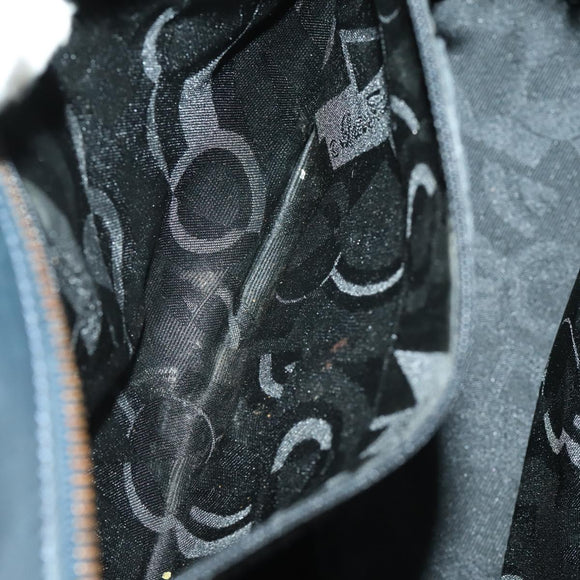 Salvatore Ferragamo Tote Bag Canvas Navy Gold Auth BA9906