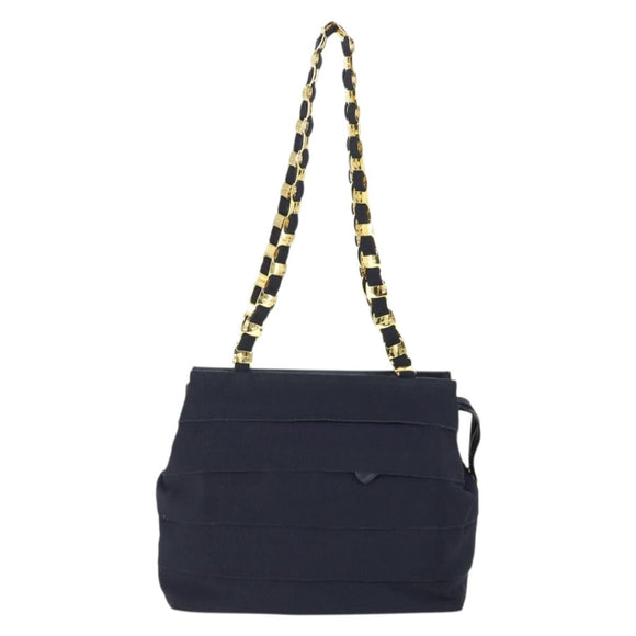 Salvatore Ferragamo Tote Bag Canvas Navy Gold Auth BA9906