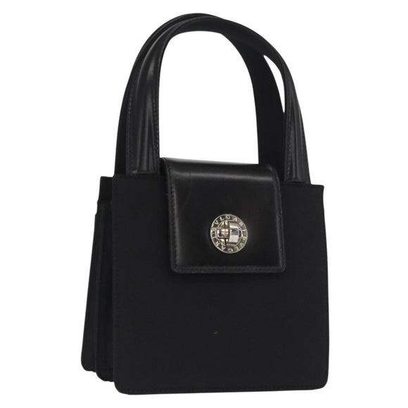 BVLGARI Hand Bag Nylon Black Silver Auth BA9909