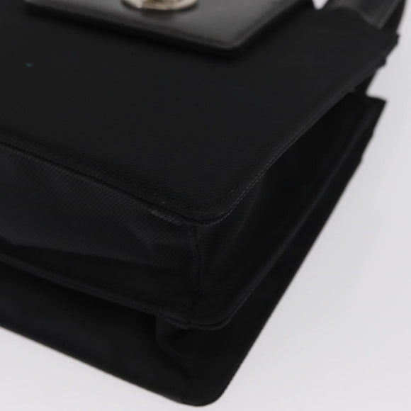 BVLGARI Hand Bag Nylon Black Silver Auth BA9909