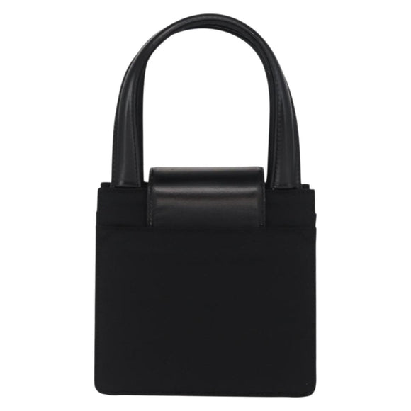 BVLGARI Hand Bag Nylon Black Silver Auth BA9909