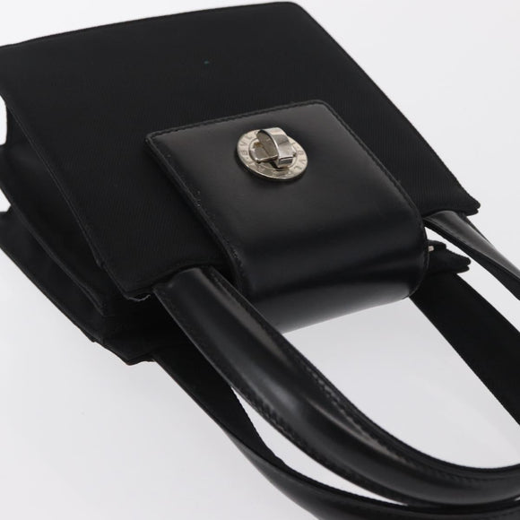 BVLGARI Hand Bag Nylon Black Silver Auth BA9909