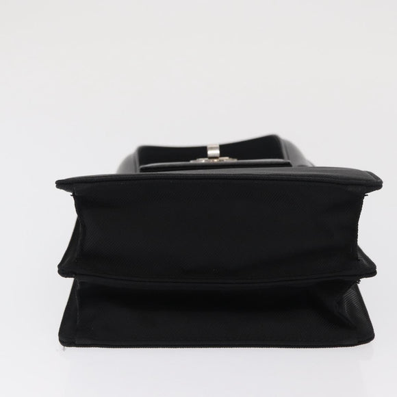 BVLGARI Hand Bag Nylon Black Silver Auth BA9909