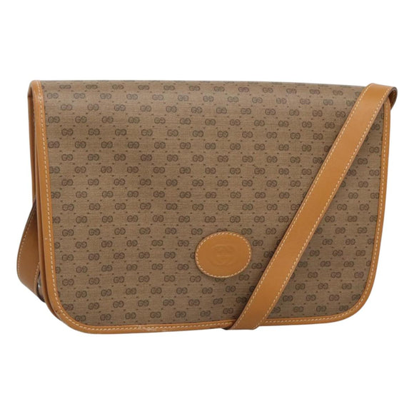 GUCCI Micro GG Supreme Shoulder Bag PVC Brown Gold 001 116 0915 Auth BA991